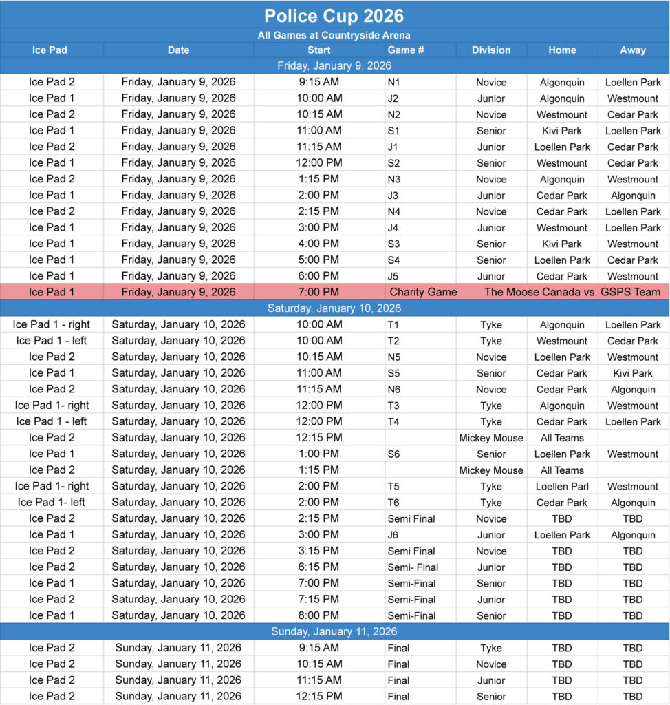 2026 Police Cup Schedule